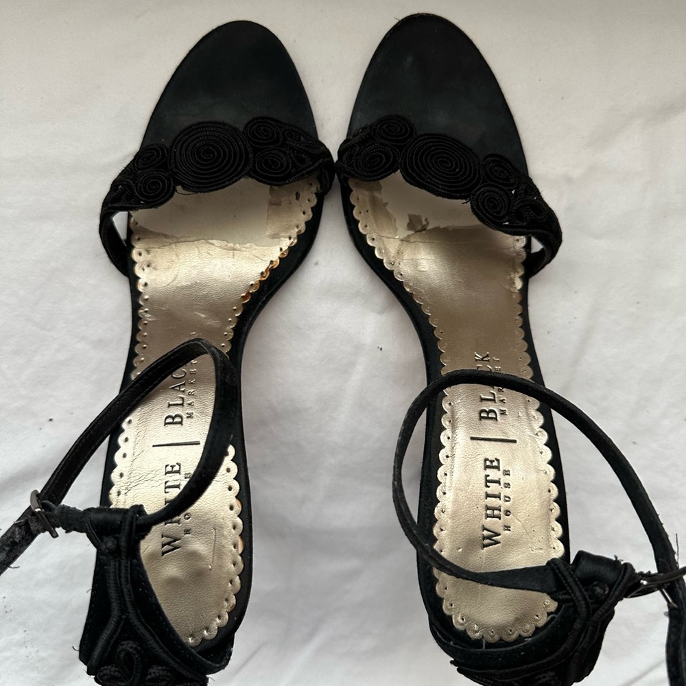 WHBM ankle wrap stilettos. Black. Size 7.